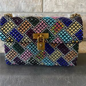 Kurt Geiger Multicolor Crystal-Studded Chain Shoulder Bag